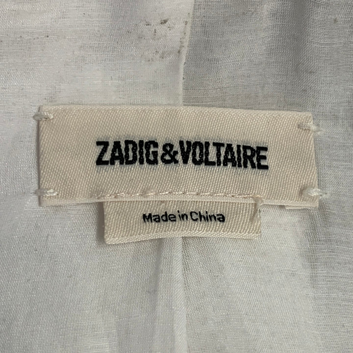 ZADIG & VOLTAIRE Size XS White Polyester Sequined Peak Lapel Snap Jacket Blazer