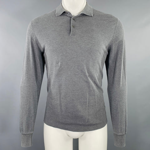 BRUNELLO CUCINELLI Size S Grey Cotton Half Placket Pullover