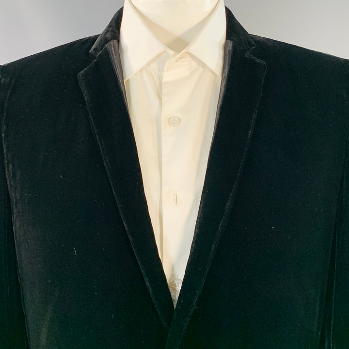 MASATOMO Size XL Black Velvet Viscose Silk Notch Lapel Sport Coat