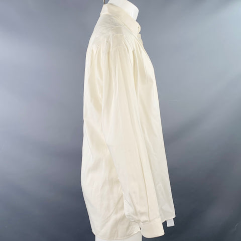 CLAUDE MONTANA Vintage Size S White Pleated Cotton Spread Collar Oversized Long Sleeve Shirt
