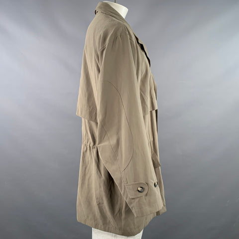 SANYO  by CAROL COHEN Vintage 1990s Size XL Khaki Polyester Blend Hidden Placket Coat