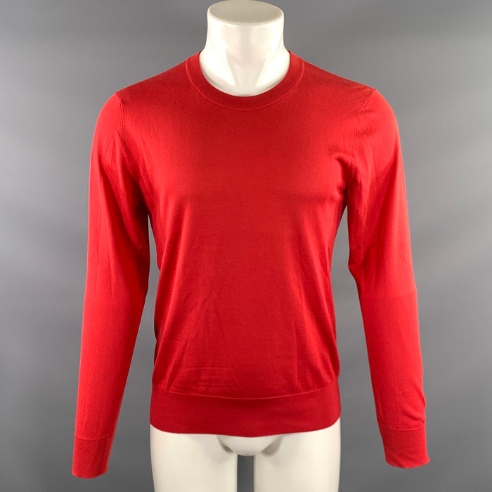 DOLCE & GABBANA Size S Red Knit Silk Ribbed Pullover