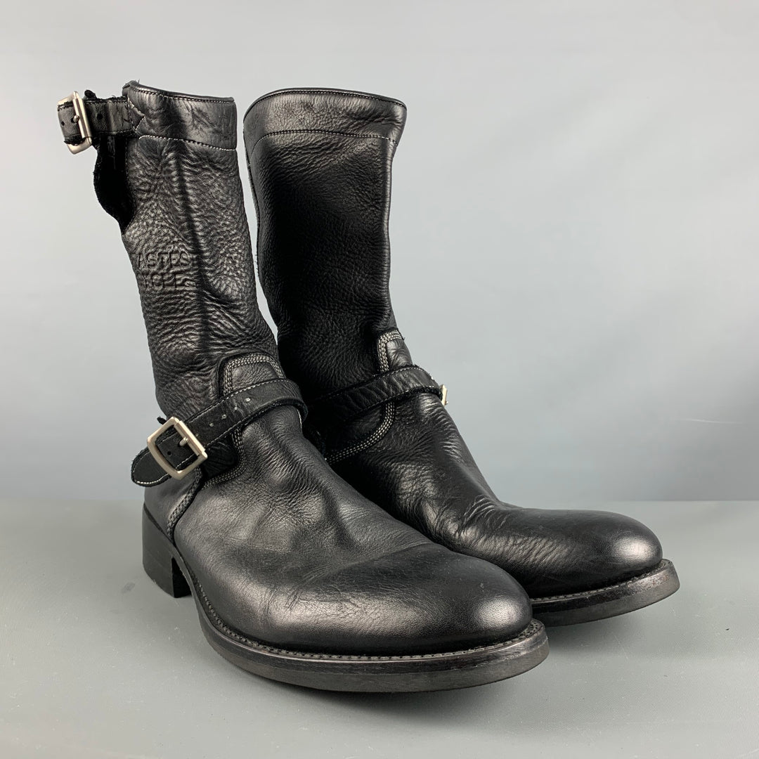 PAUL SMITH Size 9 Black Solid Leather Pull On Boots