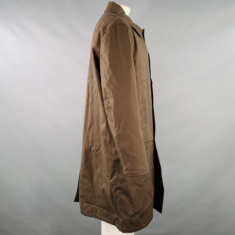 SALVATORE FERRAGAMO Size 44 Brown Cotton Blend Turn Lock Coat