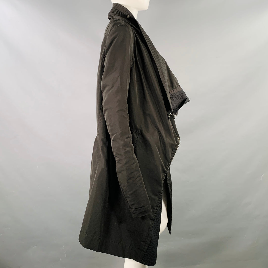RICK OWENS Size 8 Black Polyester Blend Asymmetrical Zip Up Jacket