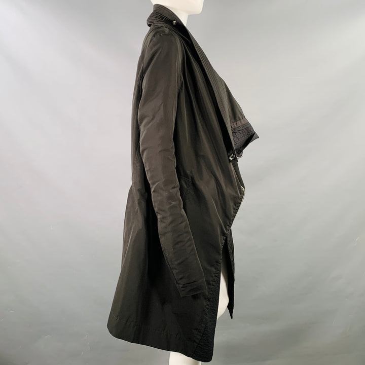 RICK OWENS Size 8 Black Polyester Blend Asymmetrical Zip Up Jacket