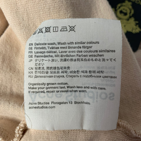 ACNE STUDIOS Size XXS Tan White Graphic Cotton Crew-Neck T-shirt