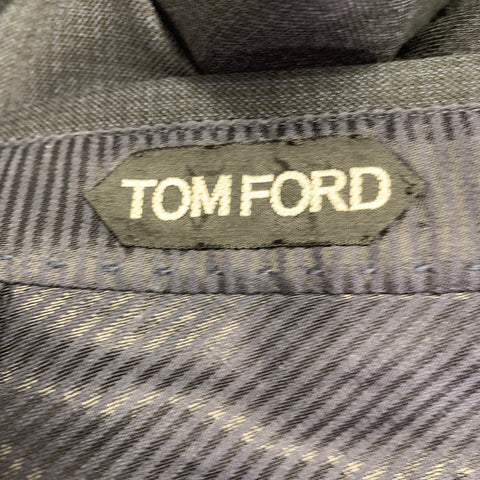TOM FORD Size 38 Black Navy Checkered Wool Blend Flat Front Dress Pants