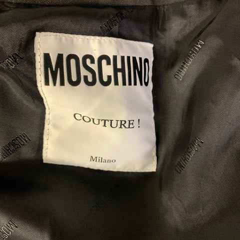 MOSCHINO Chest Size 34 Black Sequined Wool Blend Sport Coat
