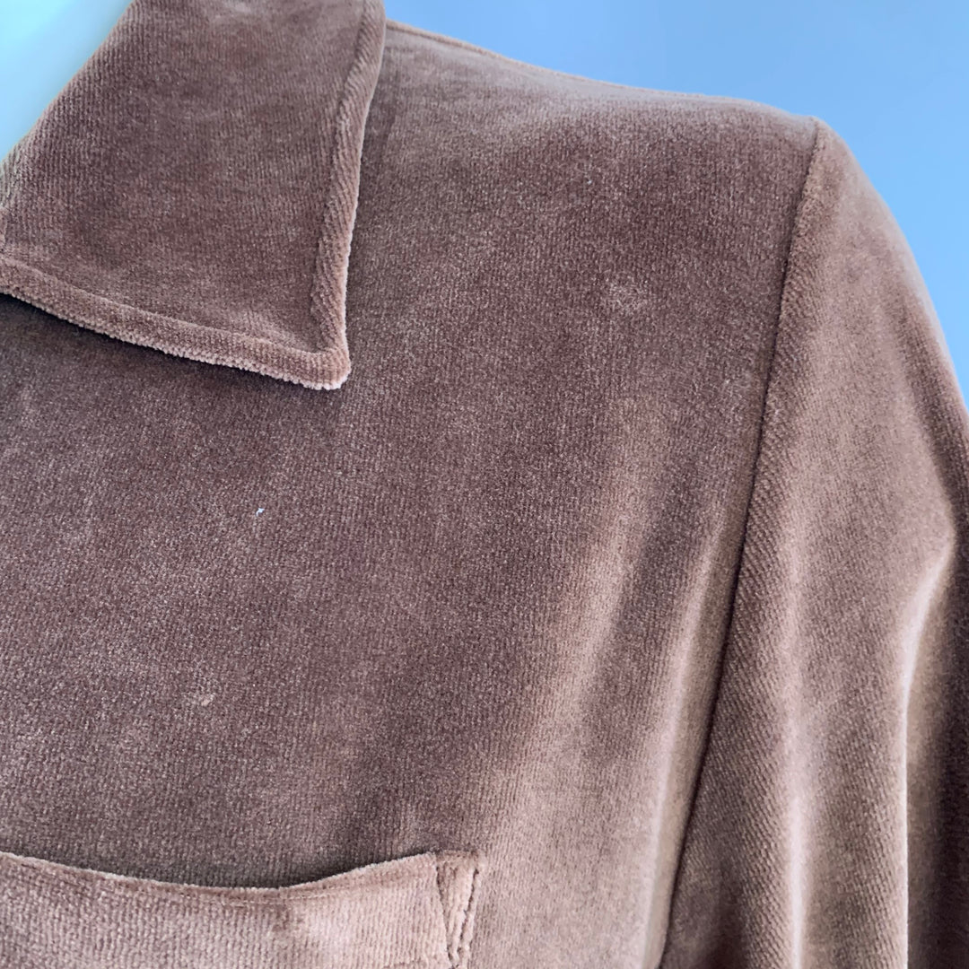 TODD SNYDER Size L Brown Cotton Blend Velvet Button Up Long Sleeve Shirt