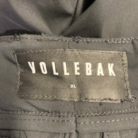 VOLLEBAK Size XL Black Cotton Blend Zip Pockets Casual Pants