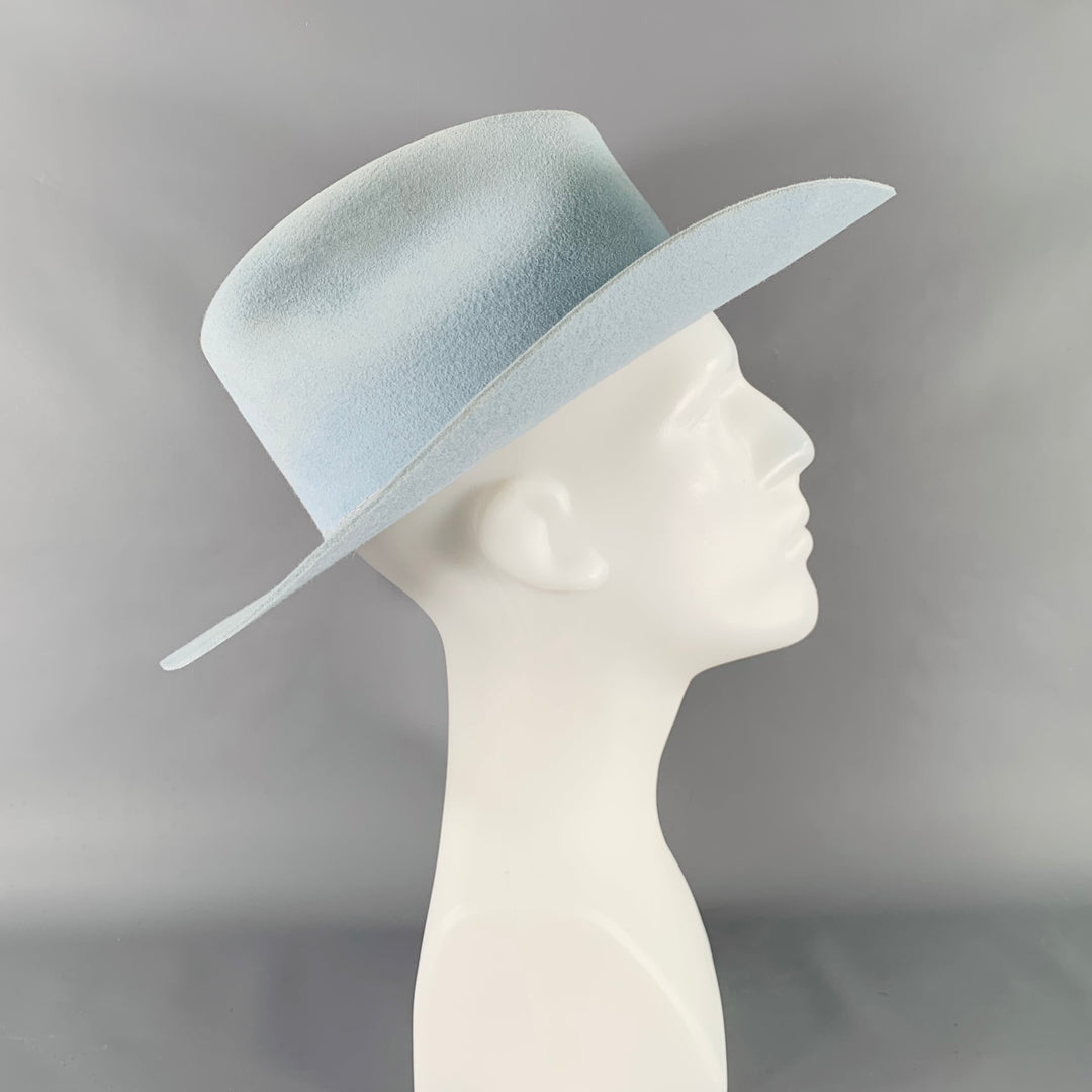 TERESSA FOGLIA Blue Felt Fedora Hat