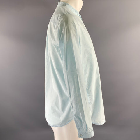 TOOGOOD Size M Light Blue Cotton Banded Collar Long Sleeve Popover Shirt