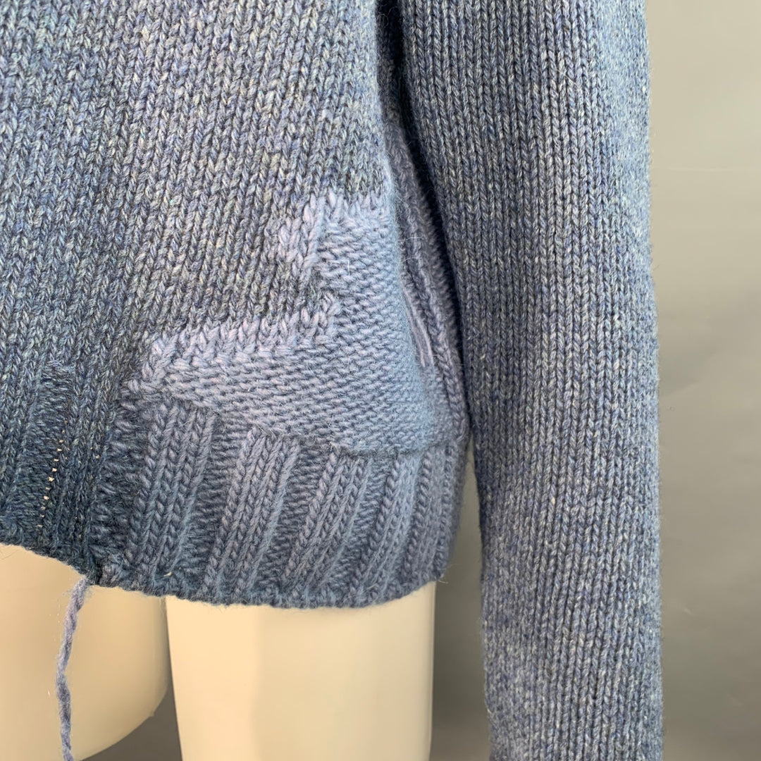 ACNE STUDIOS AW17 Size M Ovira Patch Blue Grey Wool Blend Patchwork Distressed Sweater
