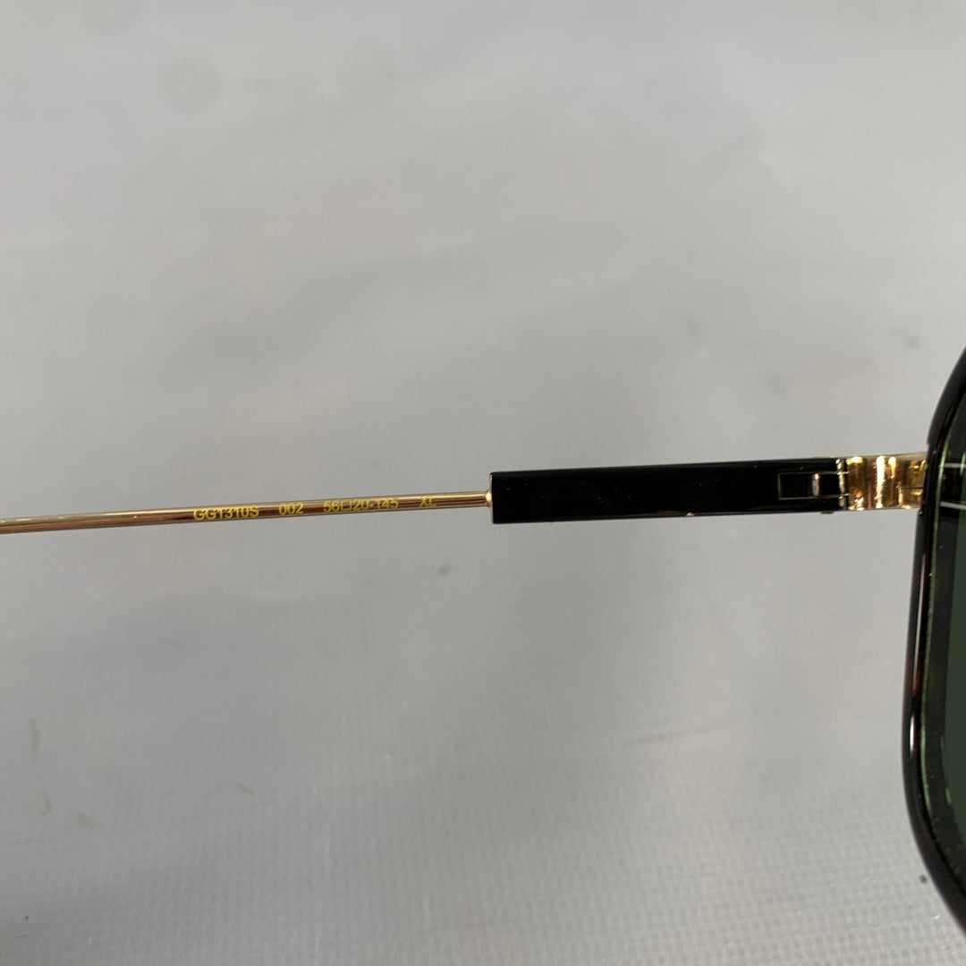 GUCCI Size One Size Gold Brown & Black Tortoise Metallic Sunglasses