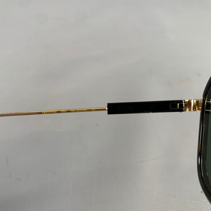GUCCI Size One Size Gold Brown & Black Tortoise Metallic Sunglasses