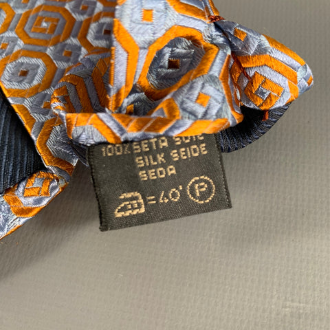 ERMENEGILDO ZEGNA Blue Orange Jacquard Silk Tie