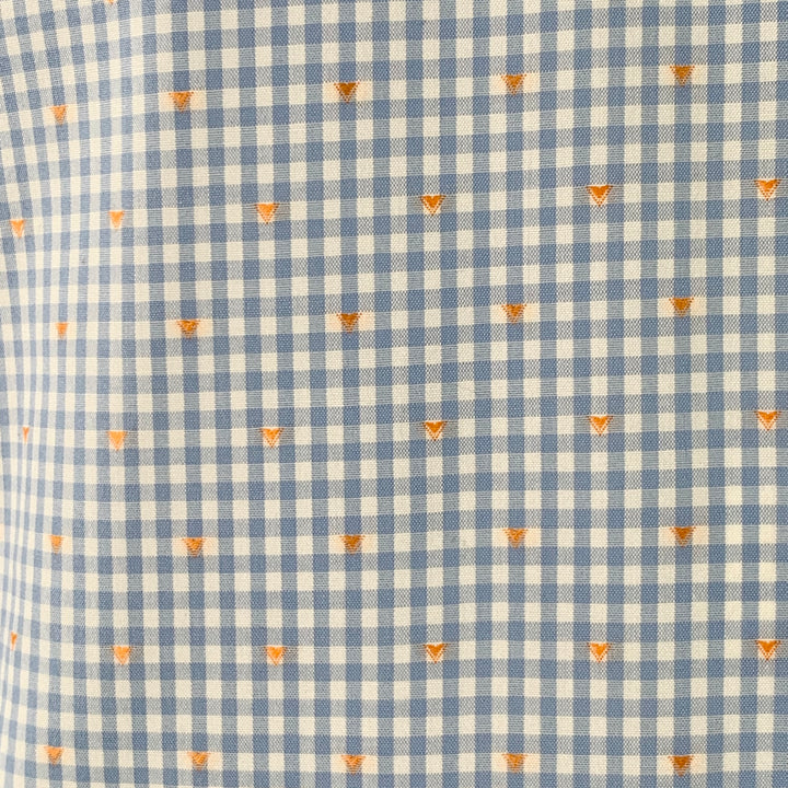 ETON Size L Blue White Orange Gingham Cotton Curved Cutaway Long Sleeve Shirt