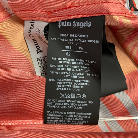 PALM ANGELS Size 42 Red Grey Hawaiian Silk Short Sleeve Shirt