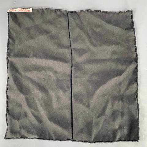 BRIONI Black Silk Satin Pocket Square