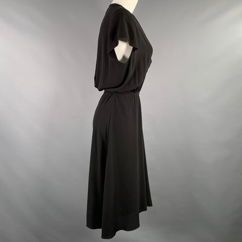 ISABEL MARANT Size 8 Black Cupro V-Neck Dress