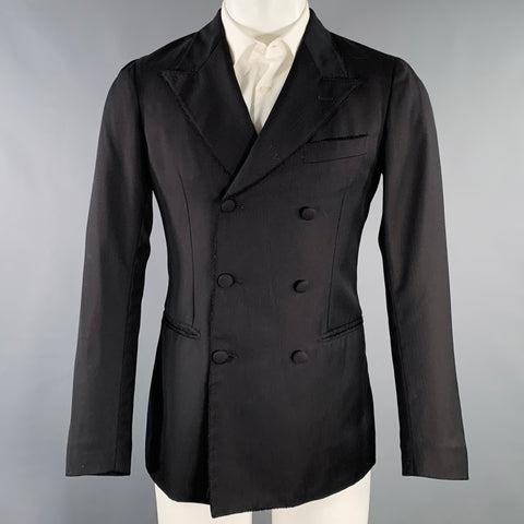 DOLCE & GABBANA Size 38 Black Wool Peak Lapel Sport Coat