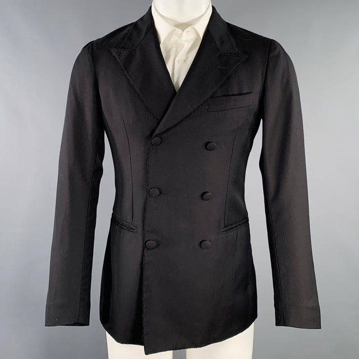 DOLCE & GABBANA Size 38 Black Wool Peak Lapel Sport Coat
