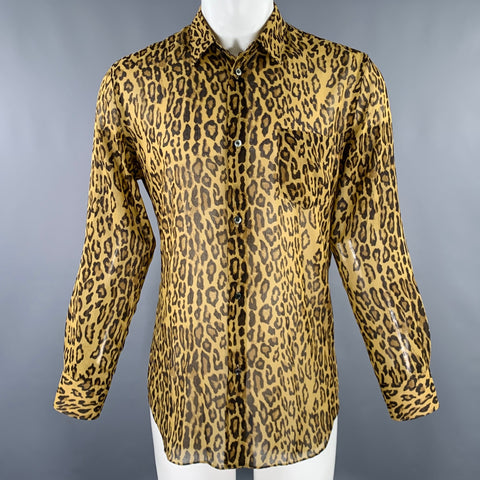 JUNYA WATANABE 2020 Size M Tan Brown Animal Print Polyester Long Sleeve Shirt