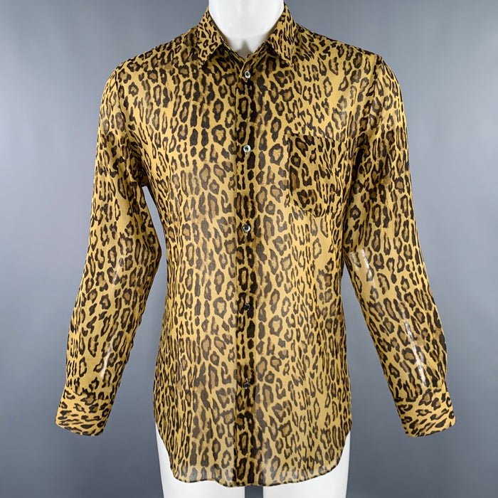 JUNYA WATANABE 2020 Size M Tan Brown Animal Print Polyester Long Sleeve Shirt