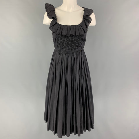 SONIA RYKIEL Size 4 Slate Black Cotton Applique Sleeveless Dress