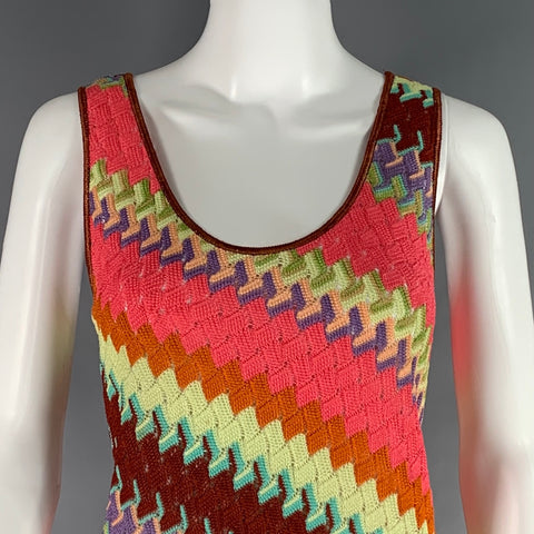 MISSONI Size 12 Multi-Color Crochet Sleeveless Dress