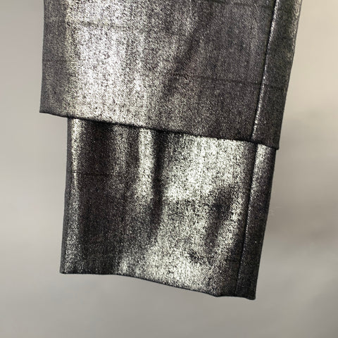 COMME des GARCONS Size 36 Grey Silver Window Pane Metallic Chap Panel Pants