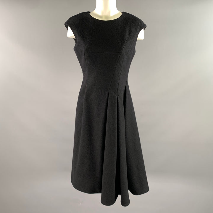 JIL SANDER Size 6 Black Gold Wool Knee-Length Cocktail Dress
