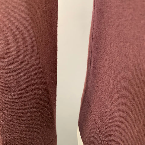 LANVIN Size L Burgundy Wool Blend V-Neck Pullover