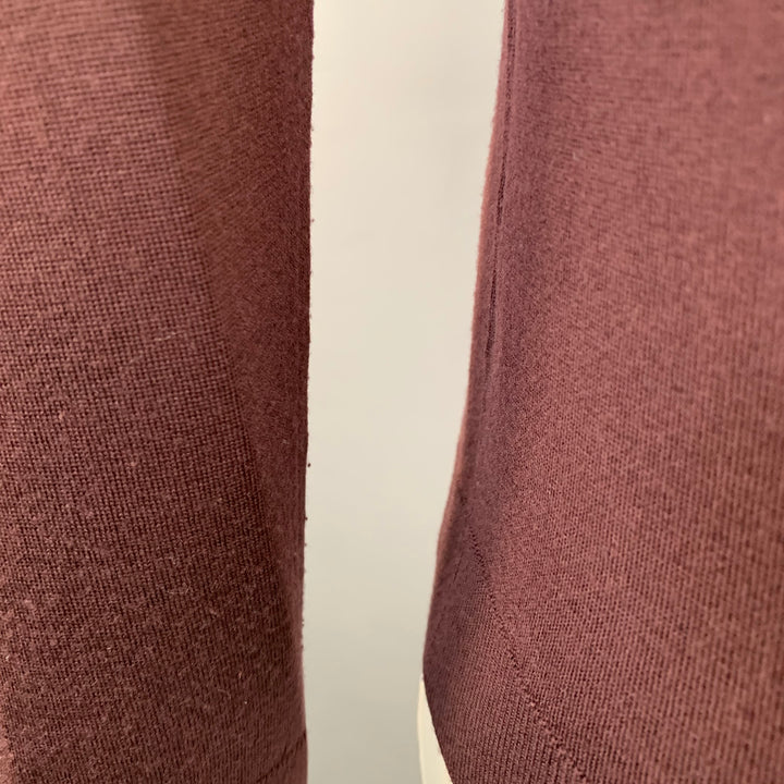 LANVIN Size L Burgundy Wool Blend V-Neck Pullover