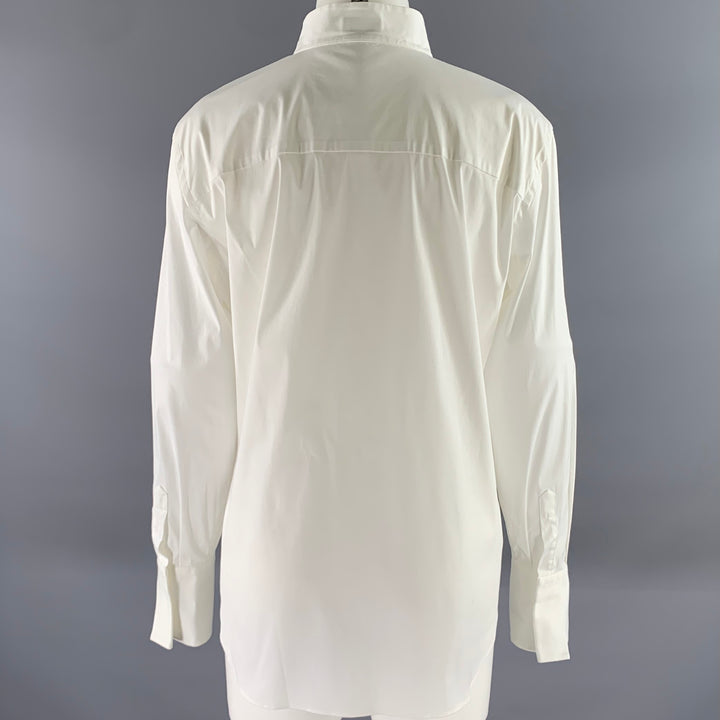 BRUNELLO CUCINELLI Size XL White Cotton Blend Beaded Shirt