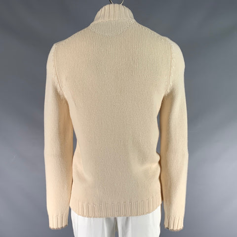 BRUNELLO CUCINELLI Taille L Pull en Cachemire Tricoté Col Montant Beige