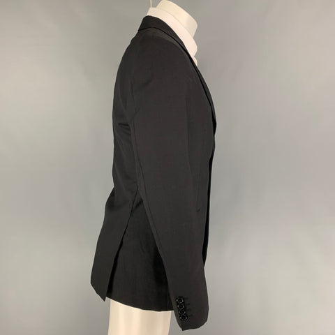 CALVIN KLEIN COLLECTION Taille 38 Manteau de sport à revers cranté en laine noire