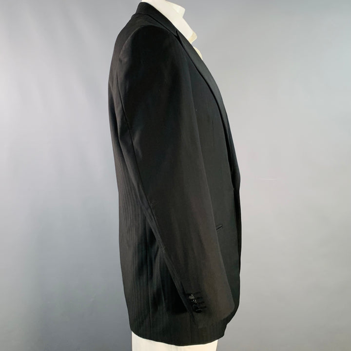 ERMENEGILDO ZEGNA Size 44 Long Black Pinstripe Wool Tuxedo