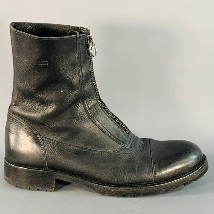MARC JACOBS Size 10.5 Black Leather Cap Toe Zip Up Boots