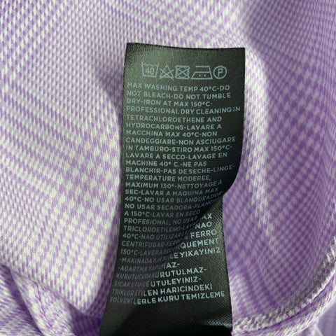 TOM FORD Size M White Purple Glenplaid Cotton Spread Collar Long Sleeve Shirt