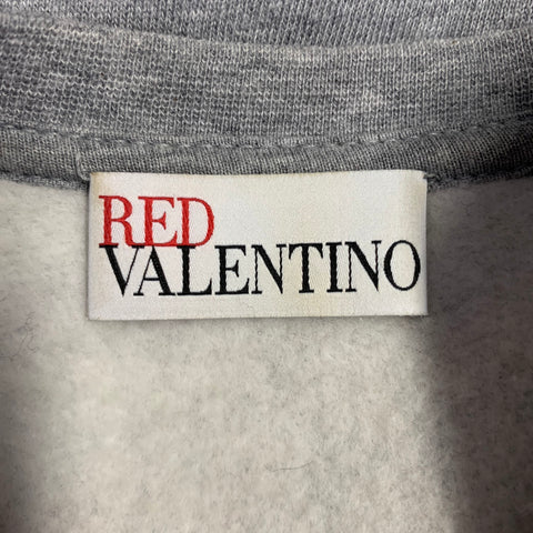 RED VALENTINO Size XS Grey Black Cotton Embroidered Sweatshirt Dress