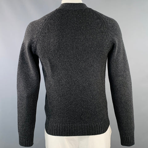 VALENTINO Size XL Charcoal Grey Cable Knit Virgin Wool Cashmere Cardigan