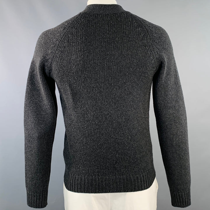 VALENTINO Size XL Charcoal Grey Cable Knit Virgin Wool Cashmere Cardigan