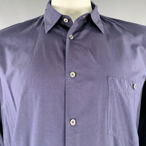 Chemise à manches longues boutonnée en coton SAGE DE CRET taille L bleu marine