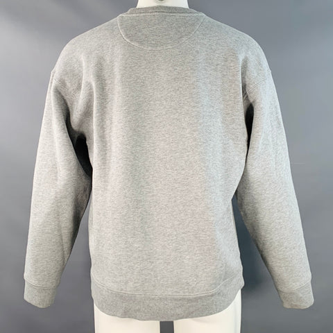 BURBERRY LONDON Size M Heather Grey Black Logo Cotton Blend Crew Neck Sweatshirt