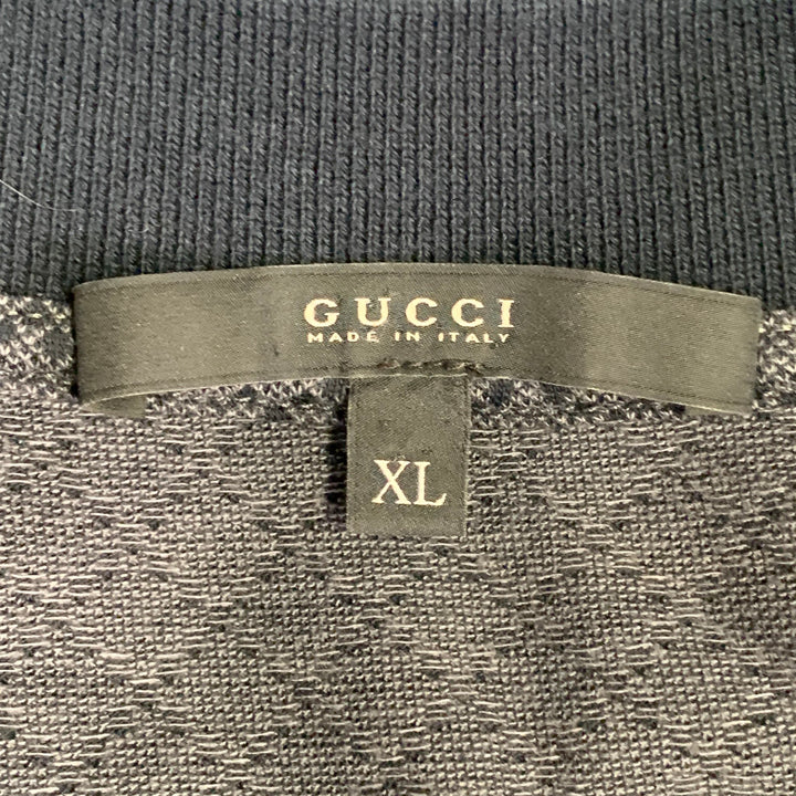 GUCCI Size XL Navy Red Diamond Cotton Contrast Trim Polo