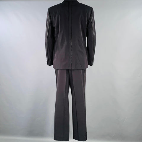 MOSCHINO Size 46 Black Polyamide Blend Notch Lapel Tuxedo