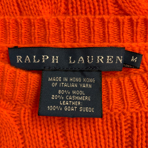 RALPH LAUREN Size M Orange Brown Wool Cashmere Cable Knit Sweater