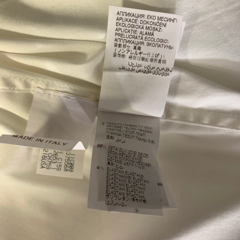 BRUNELLO CUCINELLI Size XL White Navy Cotton Blend Mixed Fabrics Dress Top